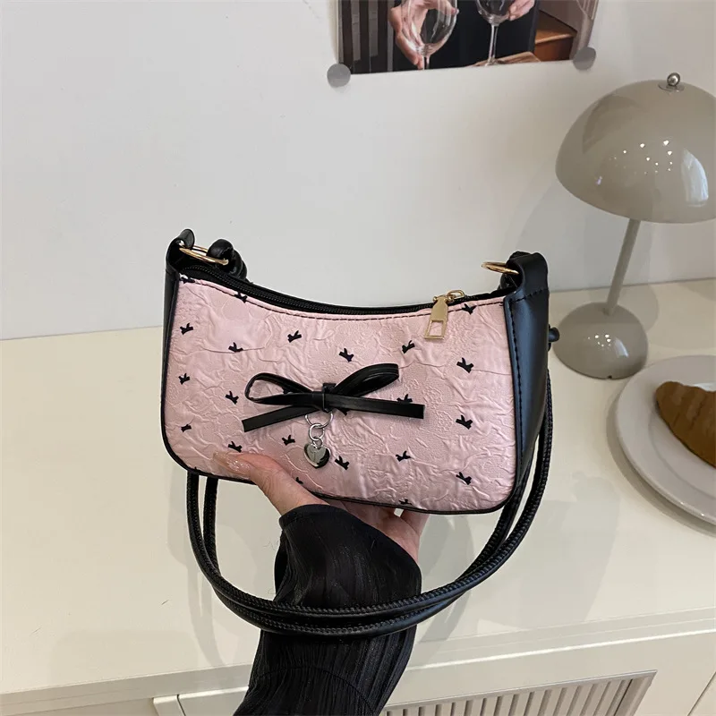 

Niche Design Bow Underarm Bag Sweet Women's Bag Simple Casual Bow Handbag Fashion Crossbody Shoulder Bag Women's New Handbag