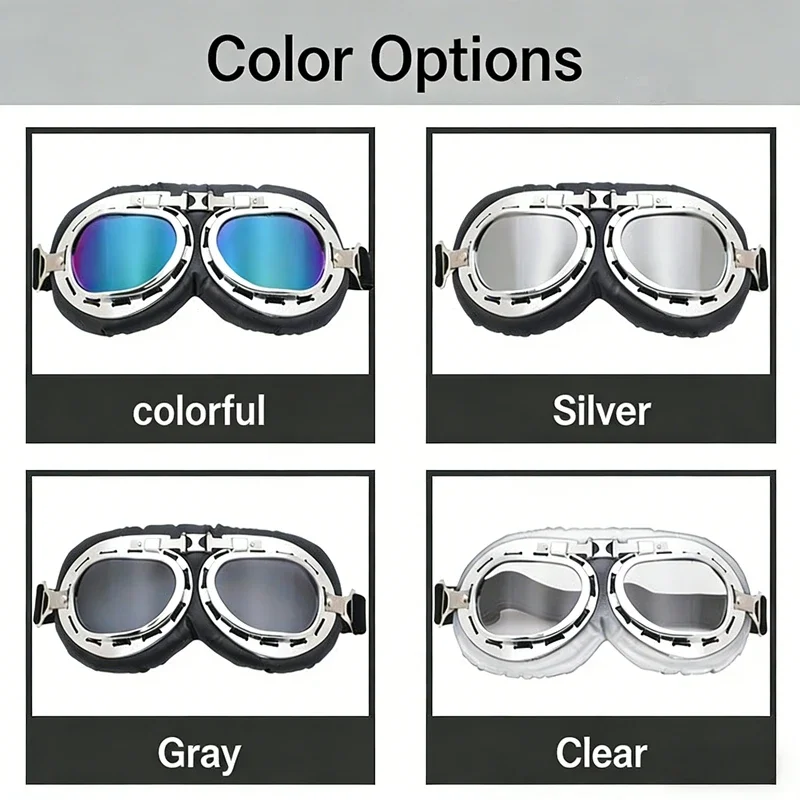 Windproof Retro Motorcycle Goggles Glasses，Motorbike Pilot Steampunk Vintage ATV Biker Scooter，Motorcycle Sunglasses