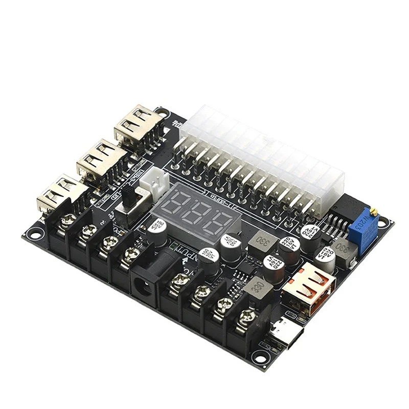 20/24 Pin ATX Power Adapter Board - Adjustable Voltage With Red Digital Display - Supports PD2.0/PD3.0
