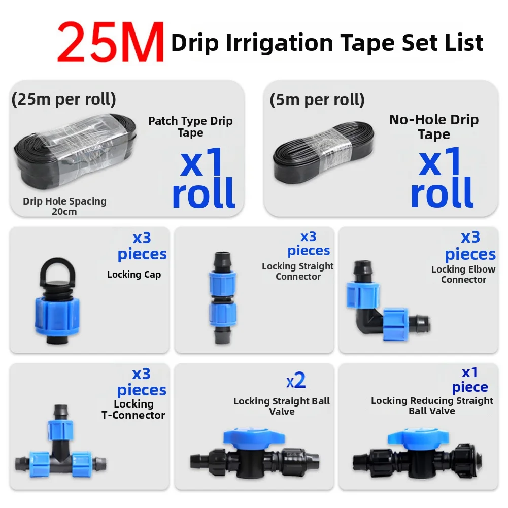 16mm Irrigation Kit for Raised Beds and Container Gardens Including Multiple Tape Rolls and Standard Locking Fittings