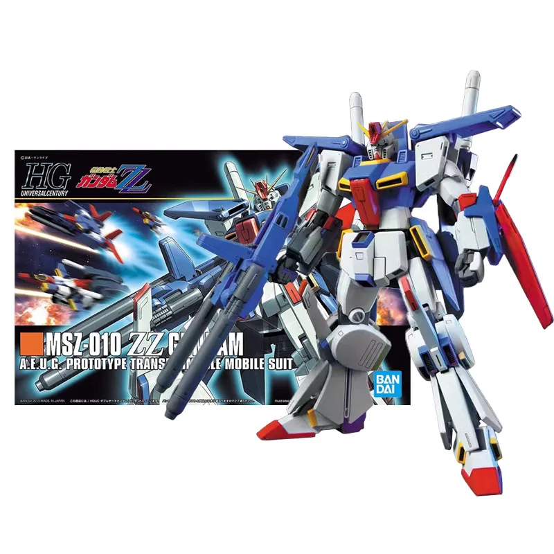 Bandai Gundam Model Kit Anime Action Figures HGUC MSZ-010 ZZ Mobile Suit Gunpla Dolls Accessories Toys For Boys Hobby Gifts