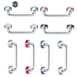 1PC Titanium Christina Vertical Hood Piercings Gem Dermal Anchor Rings CZ Straight Surface Barbell Piercings Sexy Jewelry 14G