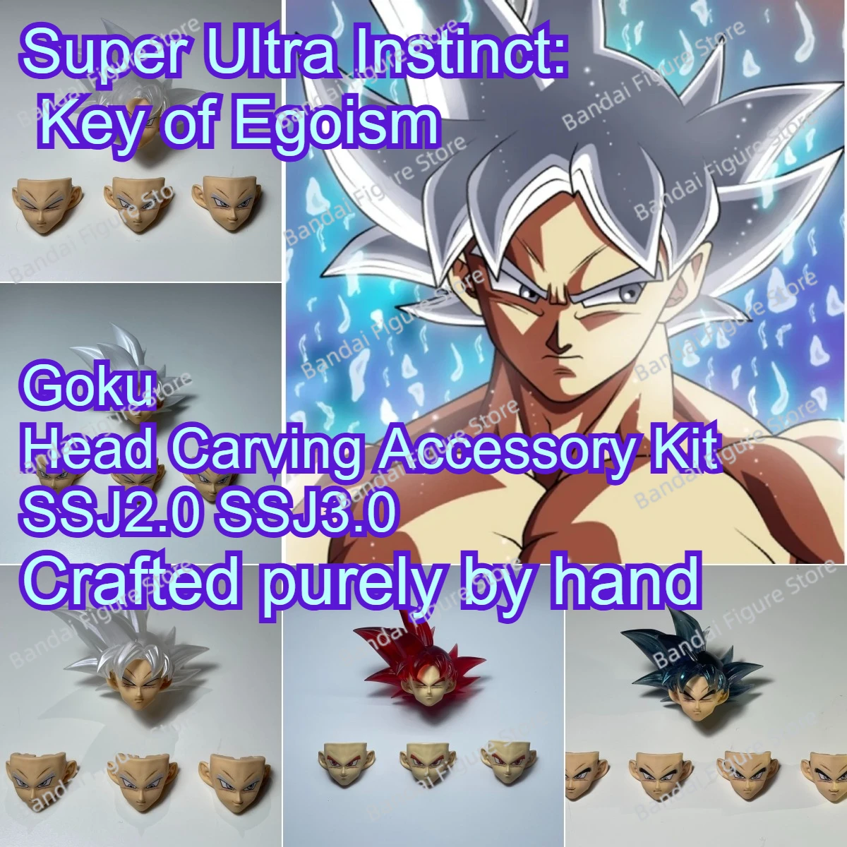 

In Stock SHF Dragon Ball Super Ultra Instinct: Key of Egoism Goku SSJ2.0 KO TK Head Carving Accessory Kit Anime Action Figure