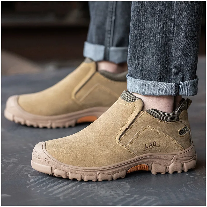 men fashion steel toe covers safety boots worker cow suede leather welding shoes security ankle work botas protective footwear