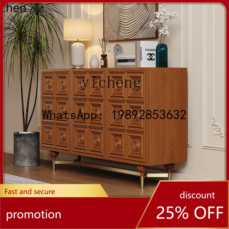 

HT medieval solid wood entrance cabinet locker storage elm decorative cabinet