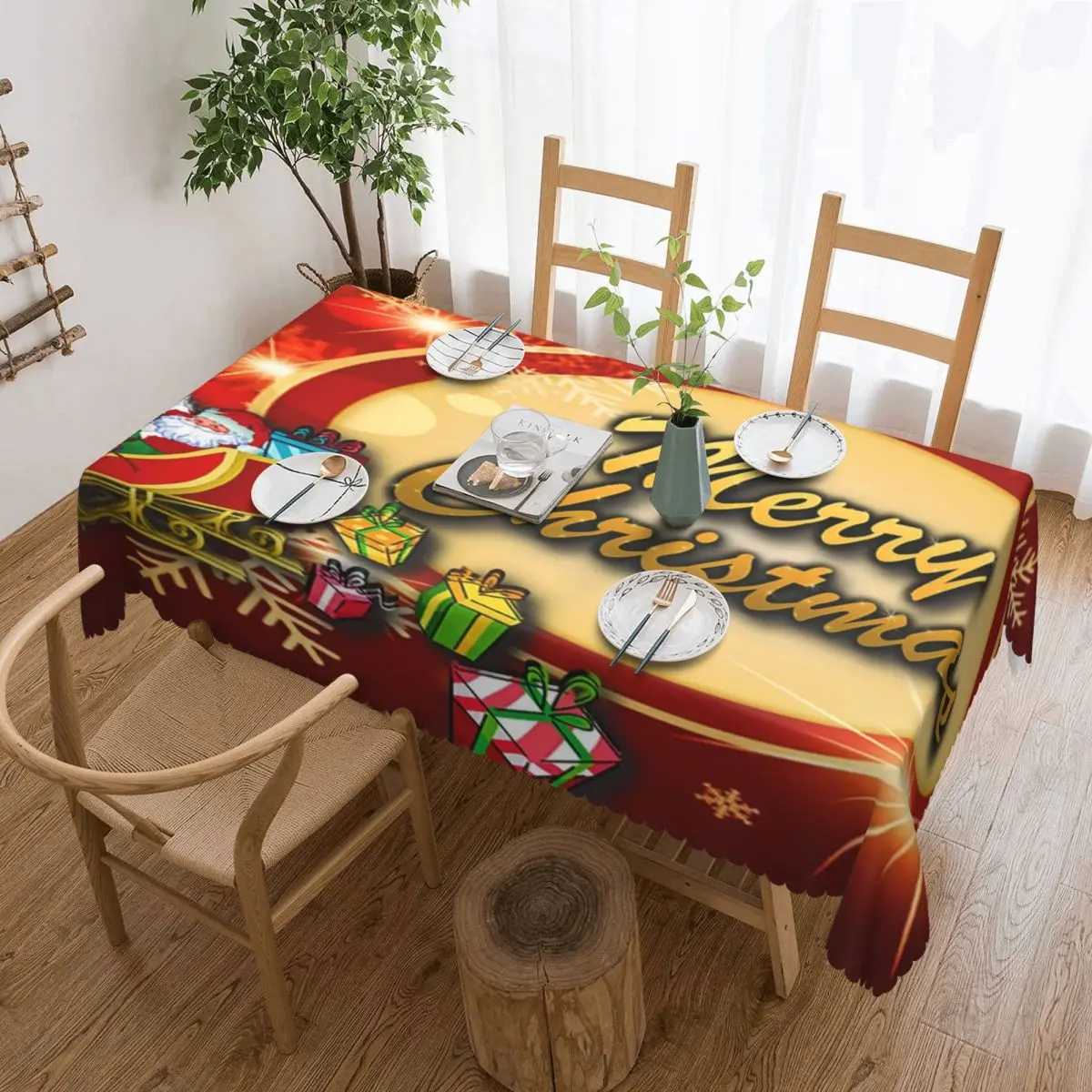 

Merry Christmas Tablecloth Rectangular Waterproof Covers Xmas Party 2023 Navidad Xmas Gifts Table Cloth Cover for Dining Room