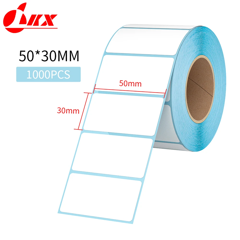 LKX 50x30mm 1000pcs White Paper Thermal Sticker papel adhesivo waterproof Printer Label Milk Tea Ice Cream Food Tag For niimbot