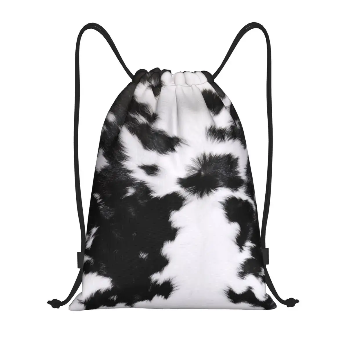 Animal Cowhide Texture Drawstring Backpack Women Men Sport Gym Sackpack Foldable Cow Fur Cowhide Texture Training Bag Sack