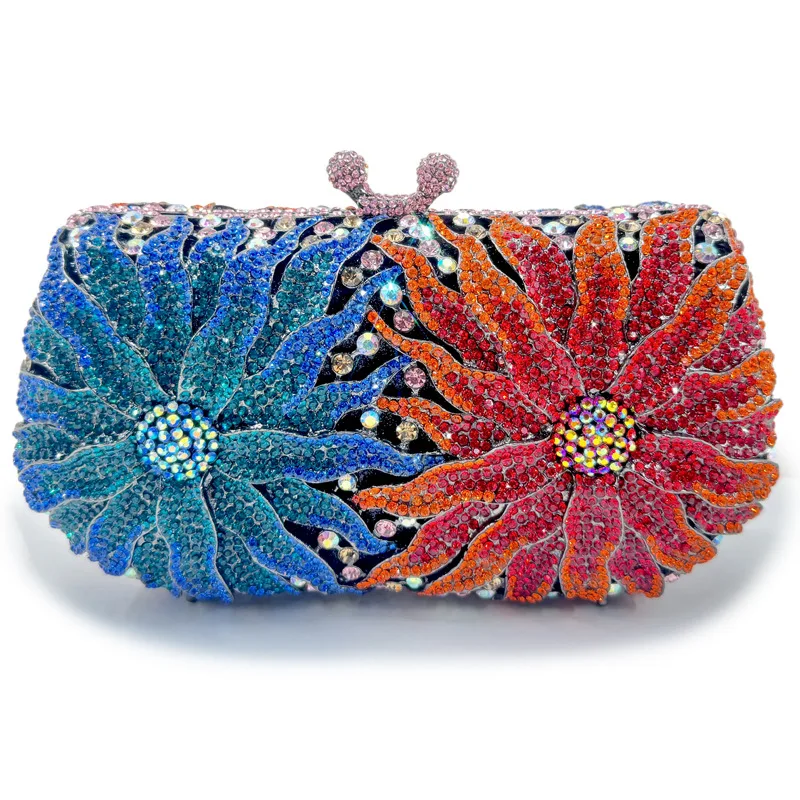 المرأة الماس الجوف اليدوية الأجهزة حقيبة الماس زهرة نمط عشاء حقيبة حقيبة يد بسلسلة Bolsos De Lujo Mujer Marcas Famosas #6