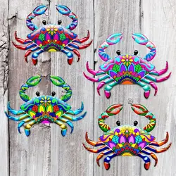 Metal Crab Ornament Wall Hanging Garden Craft Iron Art Artwork Statue Sculpture Home Decoration Indoor Outdoor Courtyard Porch