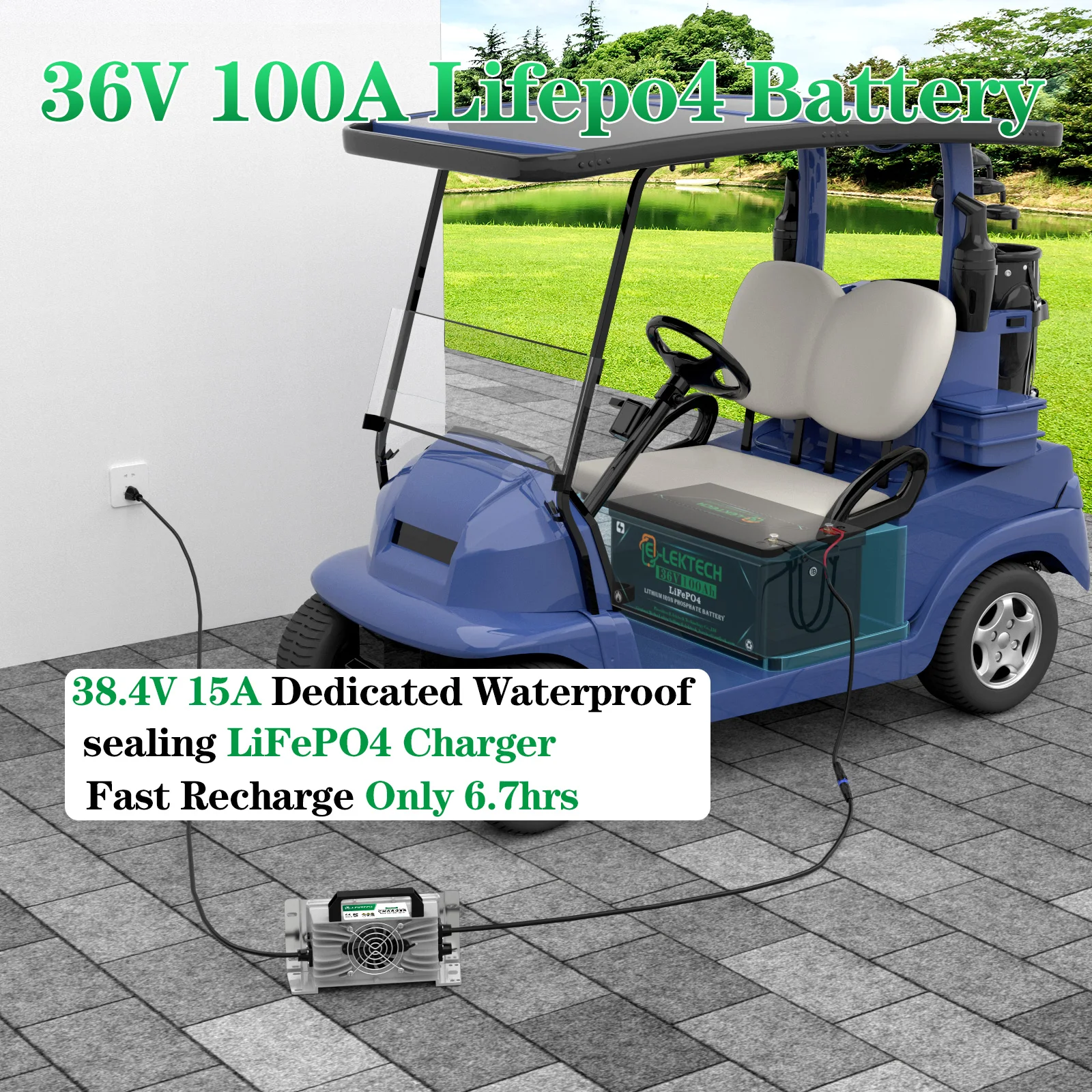 

36V 100Ah LiFePO4 Battery with Bluetooth, Large Capacity & App Monitoring, 3000+ Deep Cycles for RV Solar Marine Golf Cart