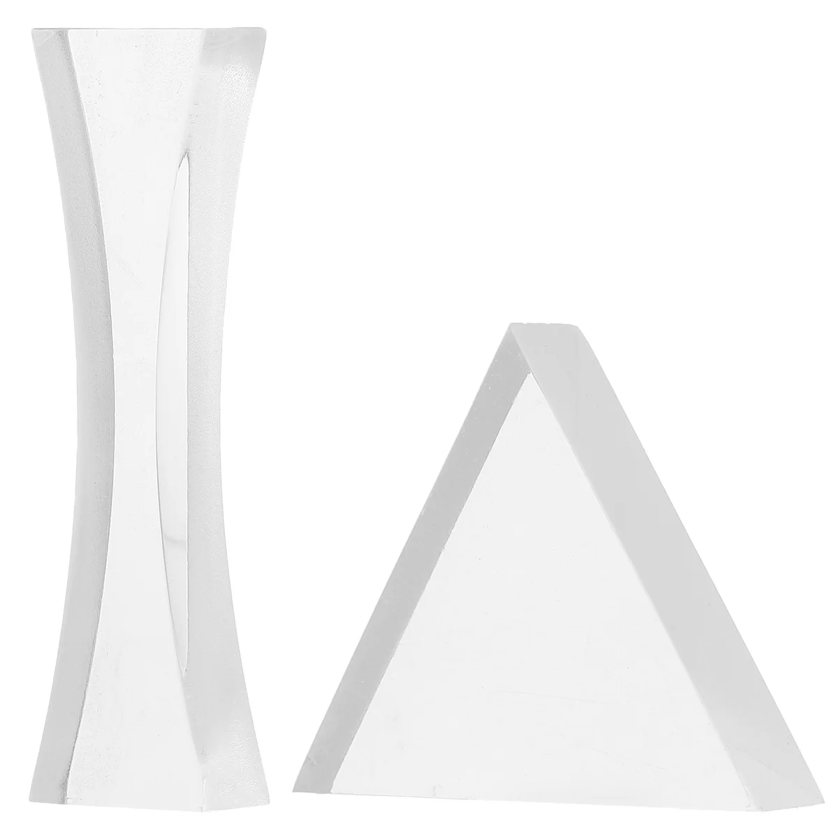 2Pcs Optical Experiment Set Clear Glass Concave and Prism Lens for Lab Use Well Polished Safety Design Physics Education Tool