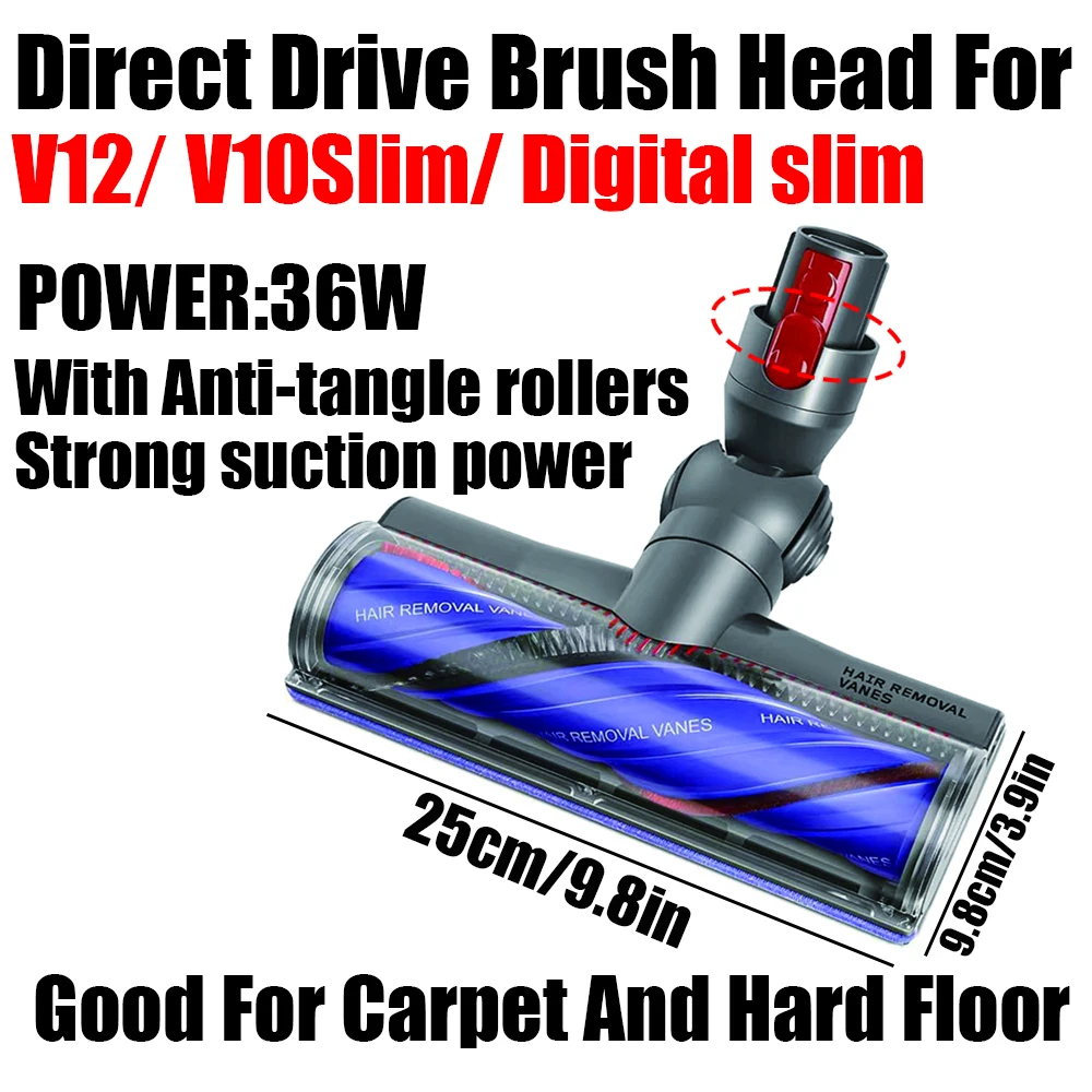Vervangende borstel en filter voor Dyson V6 V7 V8 V10 V11 V12 V15 DC-serie stofzuigers, voor harde vloeren.