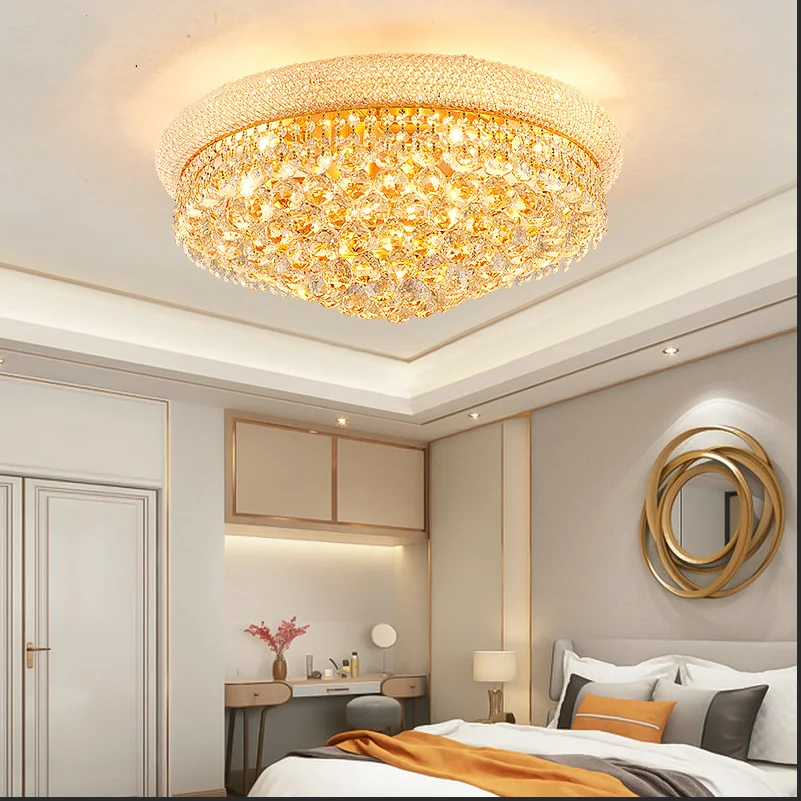 European crystal lamp living room lamp modern simple and atmospheric household ceiling lamp luxurious restaurant hotel villa bed