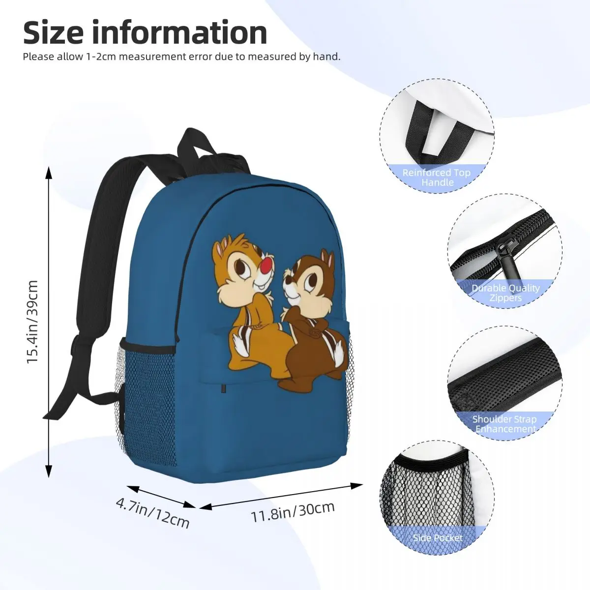 Chip & Dale For Girls Boys Large Capacity Student Backpack Lightweight waterproof Backpack 15inch