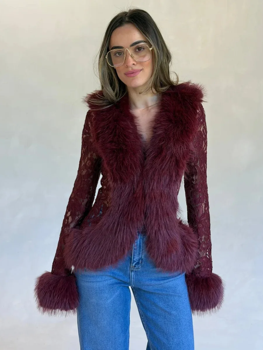DFDG Women V Neck Open Front Faux Fur Coat Sleeveless Cropped Plush Gilet Autumn Winter Fashion Layering Waistcoat Casual Layer view 4