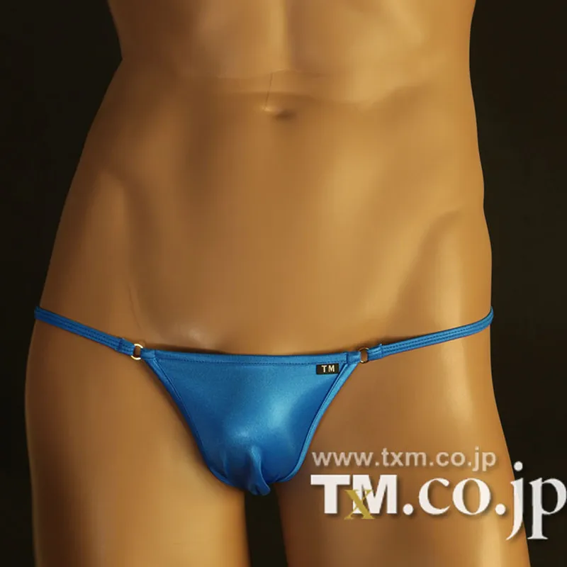 Men Adjustable Metal Ring Strap Thong Underwear, One Piece Silky Breathable Minimal Coverage Male T-Back Panties