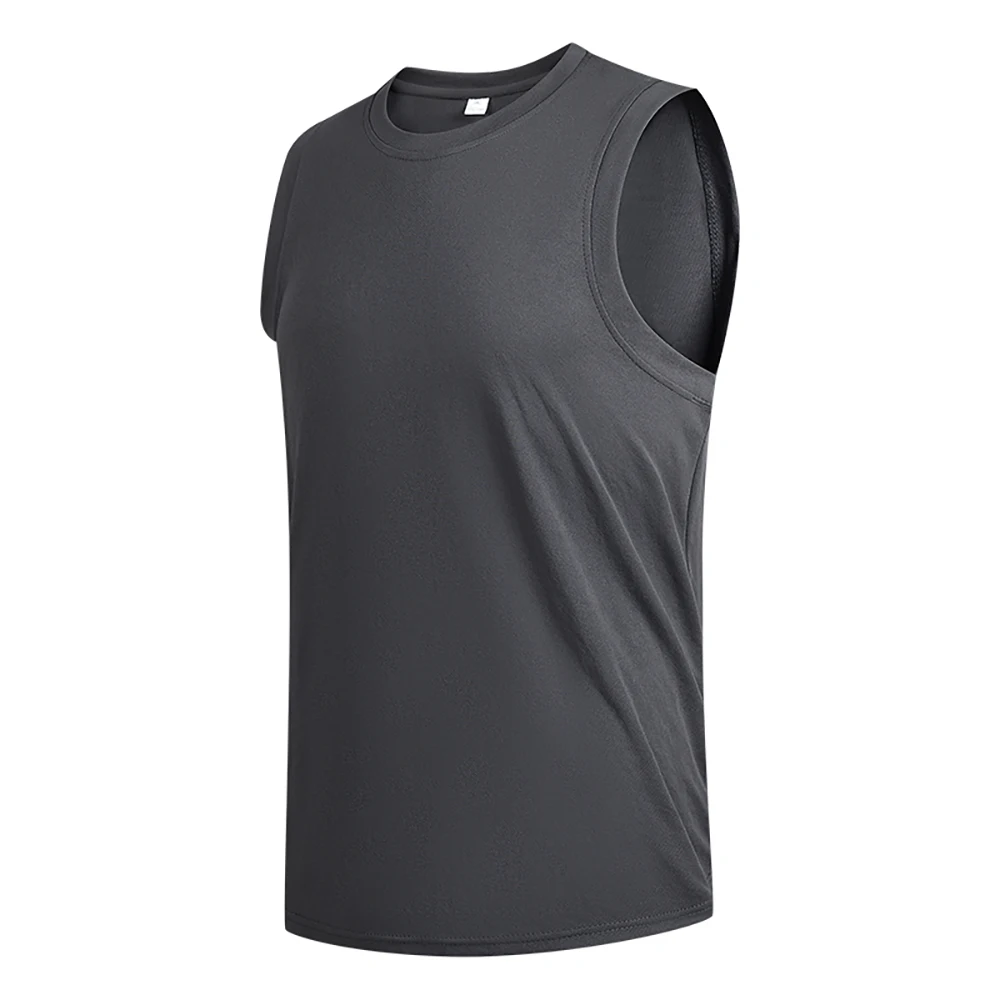 Men\'s New Large Size Breathable Ice Silk Quick Dry Sleeveless Vest Round Neck Casual Running Fitness M-8xl Summer Sports T-Shirt