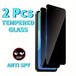 2Packs Anti-Spy Tempered Glass Screen Protector for Xiaomi Redmi 13 13Pro Anti-Fingerprint Privacy Film with Full Coverage
