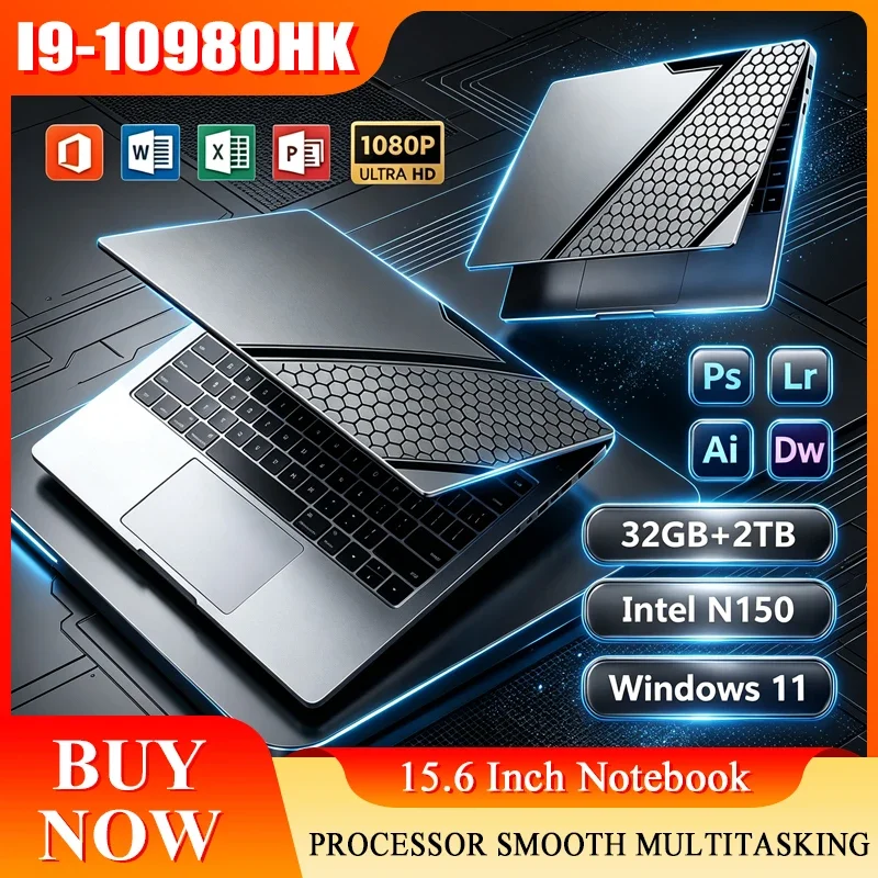15.6 Inch Full HD IPS Laptop 120Hz Screen Intel Core I9-10980HK 32GB RAM 2TB SSD Backlit Keyboard Long Battery Life Windows 11
