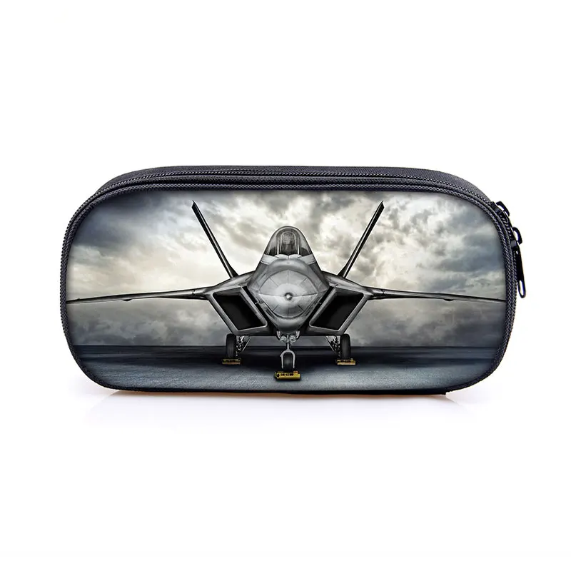 F-15 Eagle Military Fighter Jet Print Cosmetic Case Pencil F-22 Raptor Stationary Bag Teenager Pencil Box School Supplies Gift