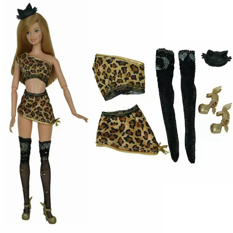 Fashion Leopard 1/6 Doll Clothes For Barbie Accessories For Barbie Dress 11.5