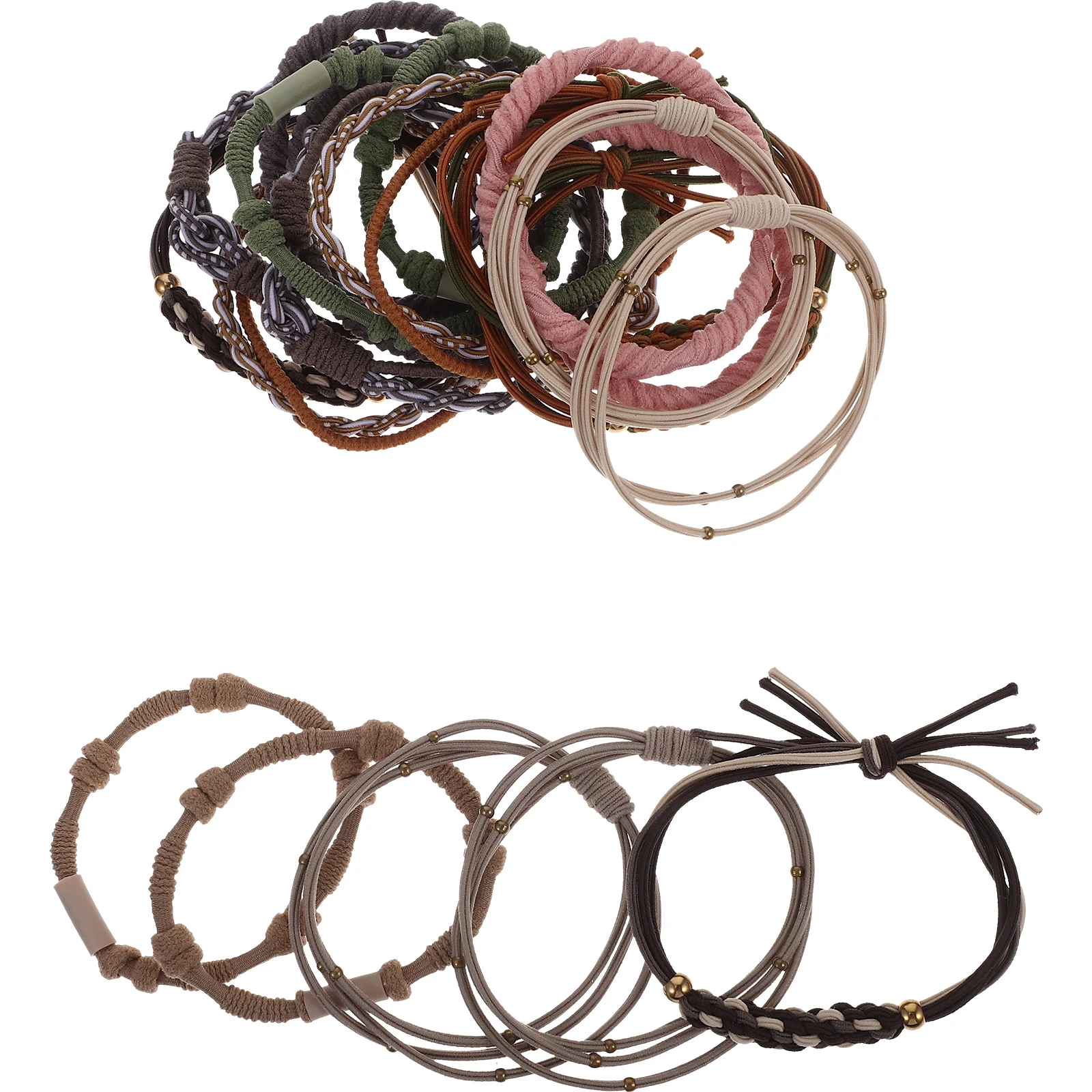 

20pcs Bohemia Hair Ropes Retro Ties Colorful Handmade Accessories Girls Headdress Elastic Shape Daily Wear Photo Shoots
