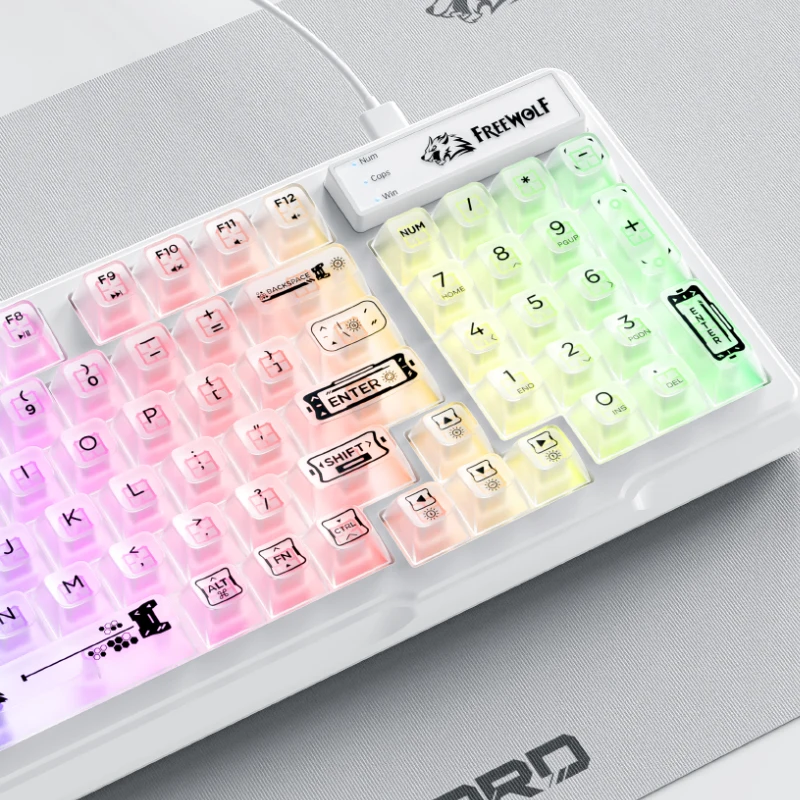 

БЕСПЛАТНАЯ проводная мембранная клавиатура WOLF M95, прозрачная клавиатура, RGB световой эффект, офисная игровая клавиатура, аксессуары для ноутбуков, ПК