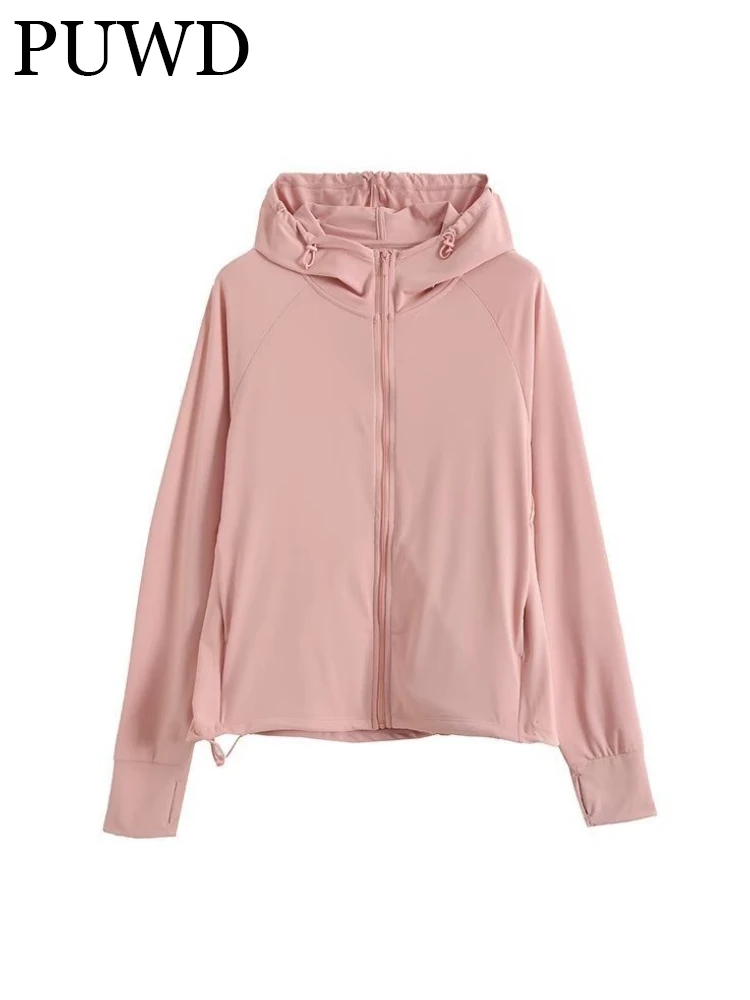 

ZACK RAIN Women Hooded Sun-proof Jacket 2023 Summer Casual Ladies Zipper Soild Portable Coats Female Breathable Outwears