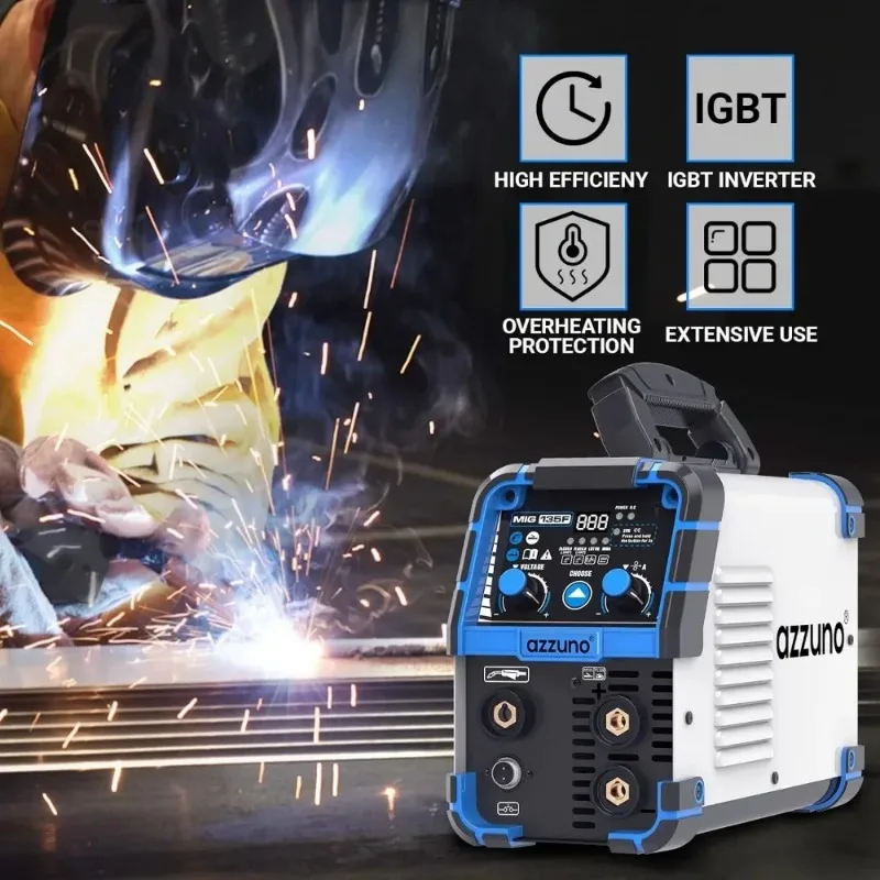 

135 Amp MIG Welder, 3 in 1 Multiprocess Welder 110V Flux Core Welder Flux MIG/Lift TIG/Stick Welding Machine Synergic Control