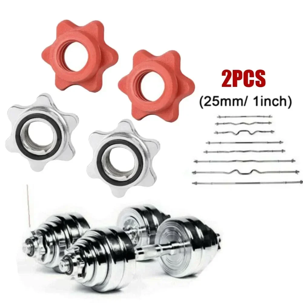 2pc Weight Check Nut Barbell Bar Clips Spin Lock Screw Dumbbell Spinlock Collars Gym Equipment Training Fitness Accessories