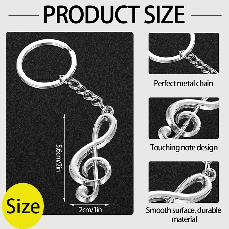 100Pcs Musical Note Music Symbol Key Rings Keyfob Keyrings Keychains G Clef Music Metal Keychain