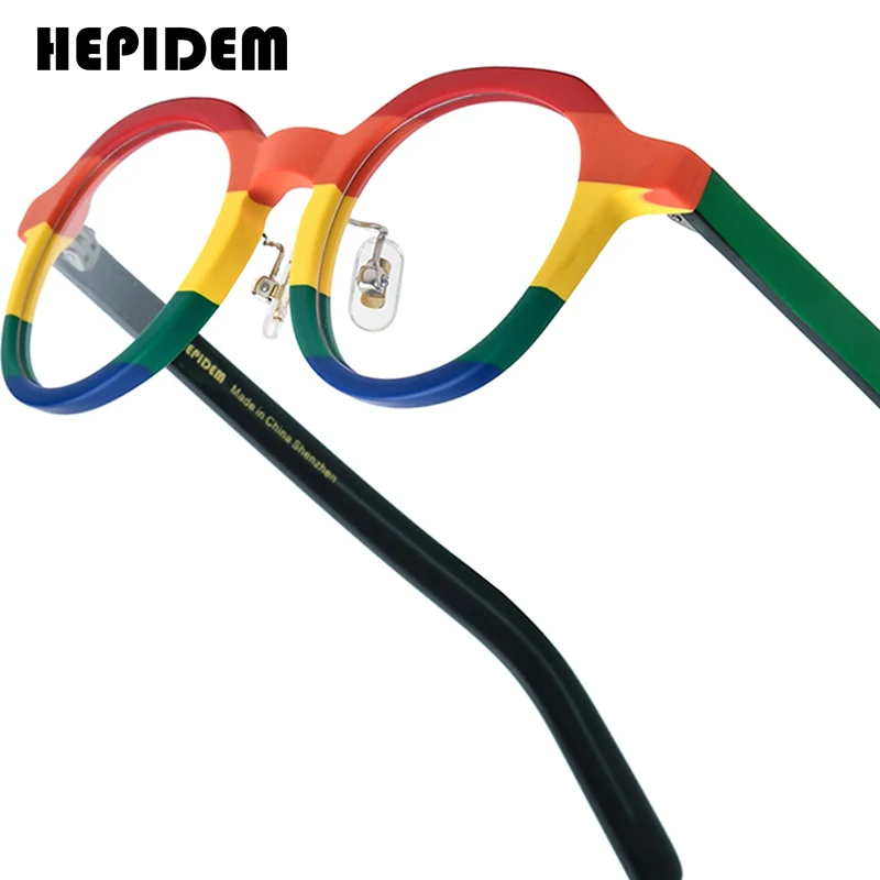 HEPIDEM Acetat Brille Rahmen Frauen übergroße große runde Brille japanische handgemachte Brille dicke transparente Brille 9351 8