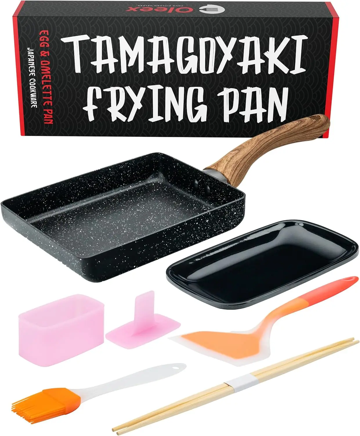 

Tamagoyaki Pan Set – Nonstick Square Frying Pan with Musubi Mold, Spatula & Omelet Accessories, 5x7 Inches