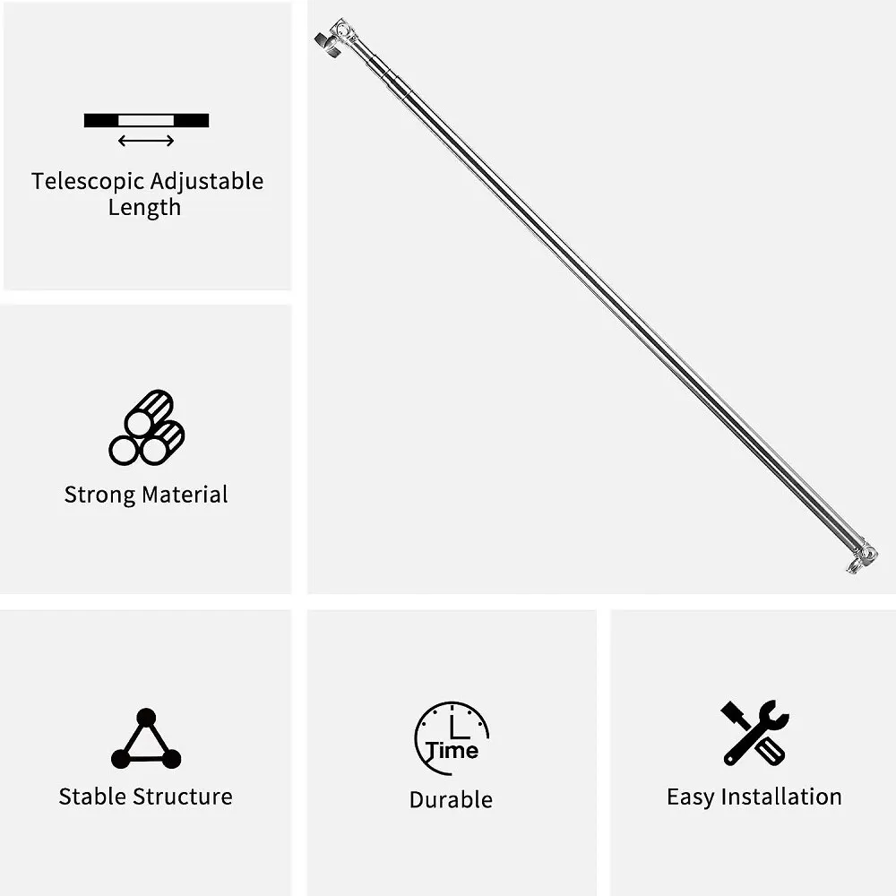 Selens Adjustable Backdrop Stand Horizontal Bar Stainless Steel Telescopic Crossbar Max Length 3M For Photography C Stand Tripod