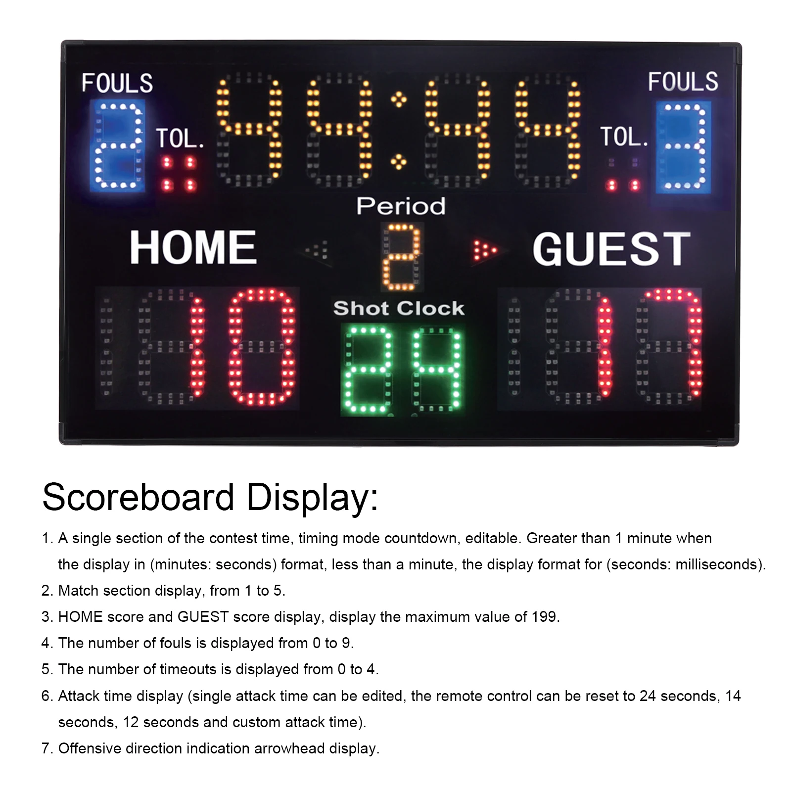 15 Digit Electronic Scoreboard LED Digital Portable Electric Scorekeeper for Basketball Volleyball