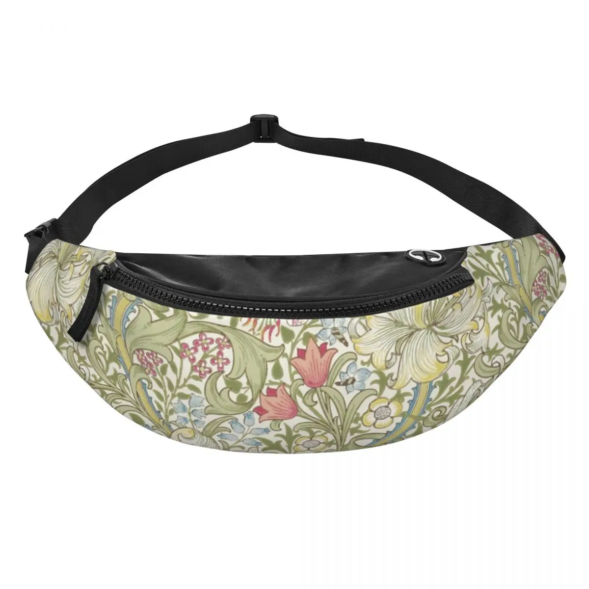 Custom William Morris Art Fanny Pack for Men Women Floral Textile Pattern Crossbody Waist Bag Travel Hiking Phone Money Pouch