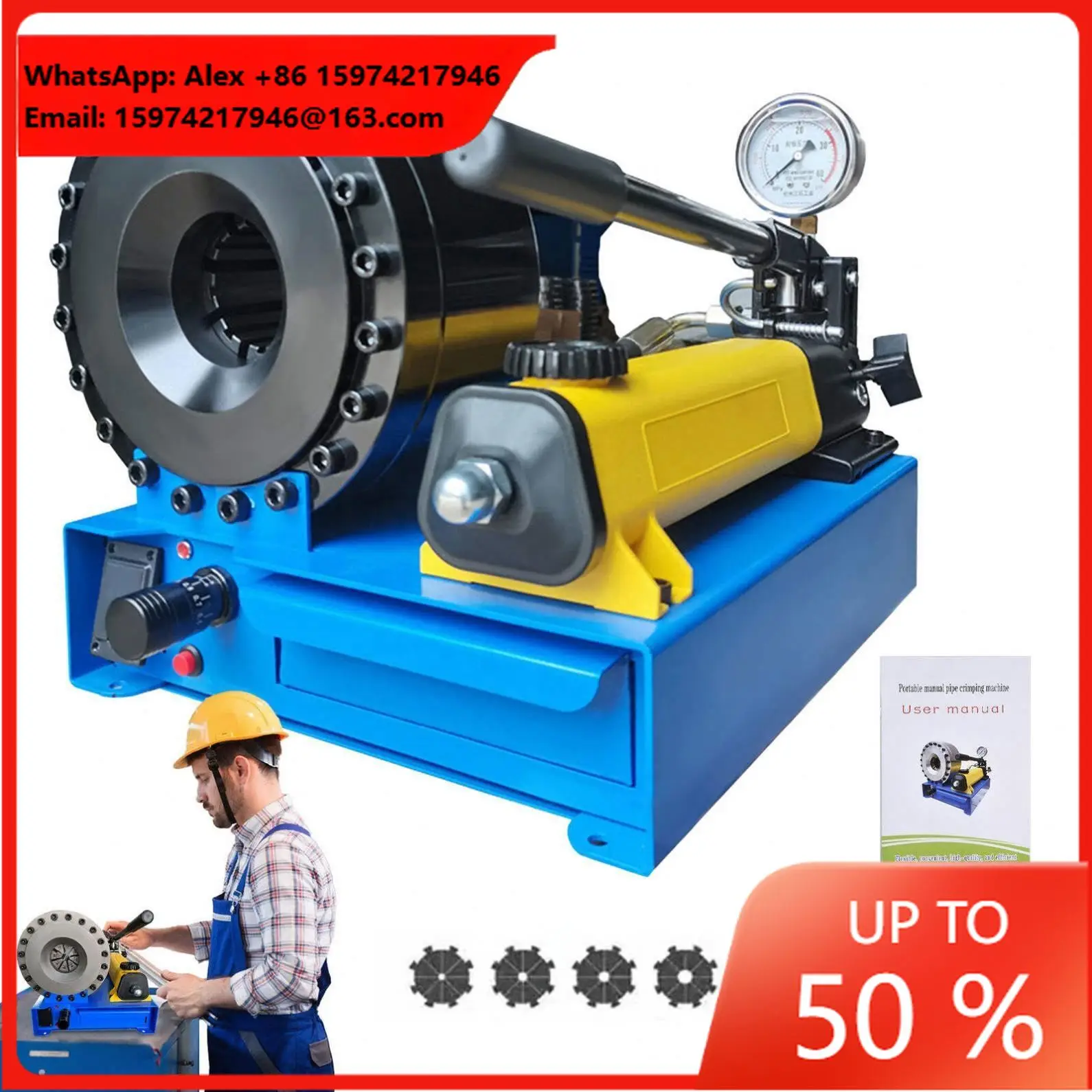 Small Hydraulic Press Machine Industrial Hydraulic Hose Crimping Machine Portable Rubber Hose Manual Crimping Machine