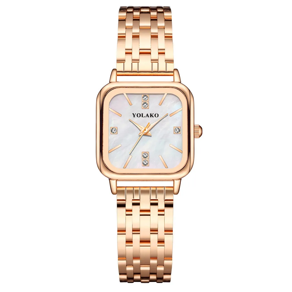 UTHAI European American Fashion Watch Women's Square Diamond Shell Quartz Wristwatch Steel Band Ladies Versatile Quality Watches