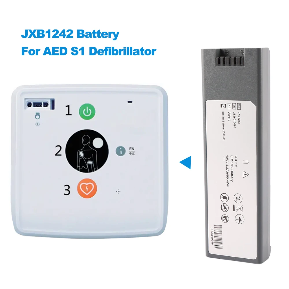 JXB1242 Replacement LiMnO2 Battery Compatible with JOUBAT AED S1 Defibrillator 12V 4.2Ah/50.4Wh