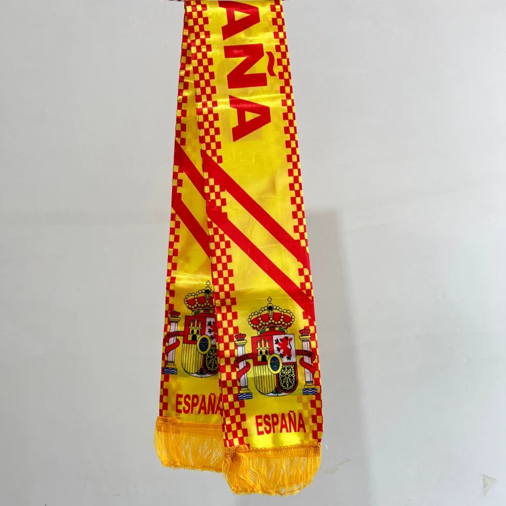 Bufanda con bandera de España de 14x130cm, bufanda para fanáticos del Euro, bufanda de la Copa del Mundo, decoración deportiva para vacaciones