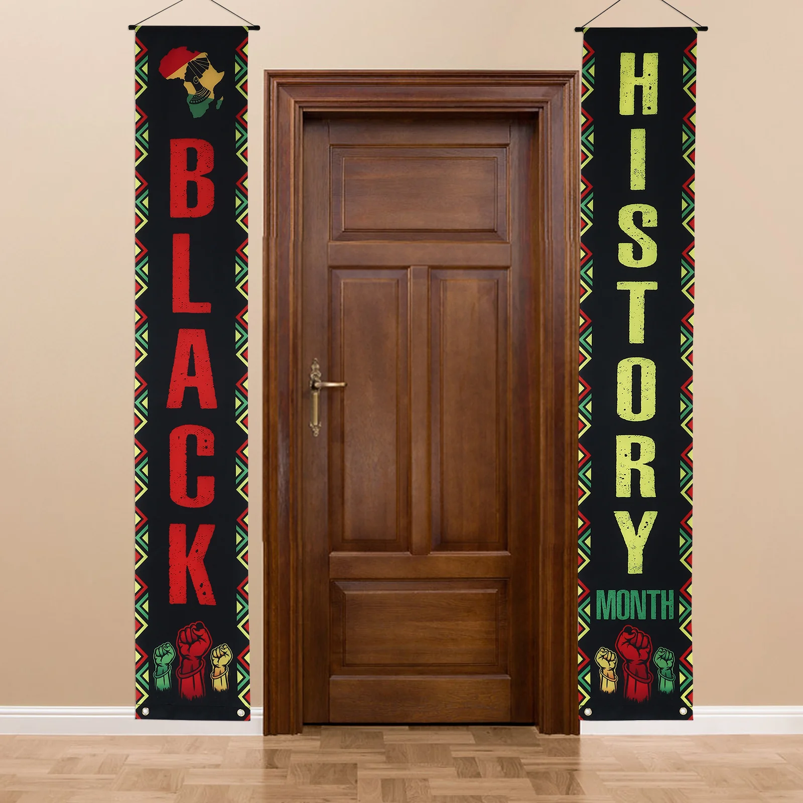

1 Pair Door Hanging Couplets Month Banner Polyester Front Door Decor For Juneteenth Celebration Party Decorations
