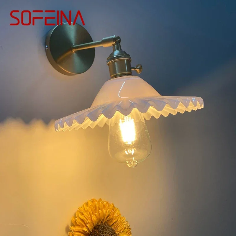 

SOFEINA Nordic Brass Wall Lamp Indoor Living Room Bedroom Bedside Lamp Modern Hotel Corridor Hallway Wall Lamp