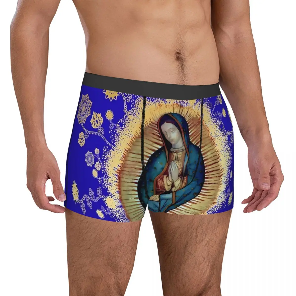 Virgin Mary Mexico Underwear Our Lady of Guadalupe Men's Boxer Brief Sexy Trunk Hot Sublimation Plus Size Underpants