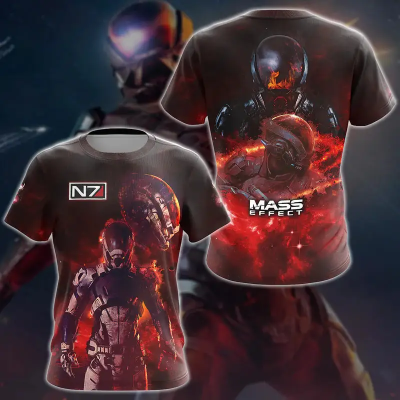 Popular RPG Games Mass Effect Unisex T-shirt 3D Print Men Women Role Playing T shirt Fashion Harajuku Short Sleeve Crew Neck Top