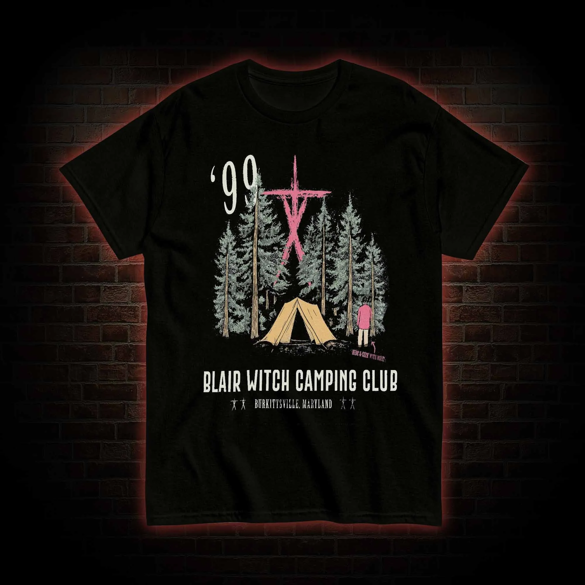 Witch Camping T-shirt Vintage Fashion Short Sleeve Hip Pop Crew Neck T Shirts Casual Loose Streetwear Tees Unisex