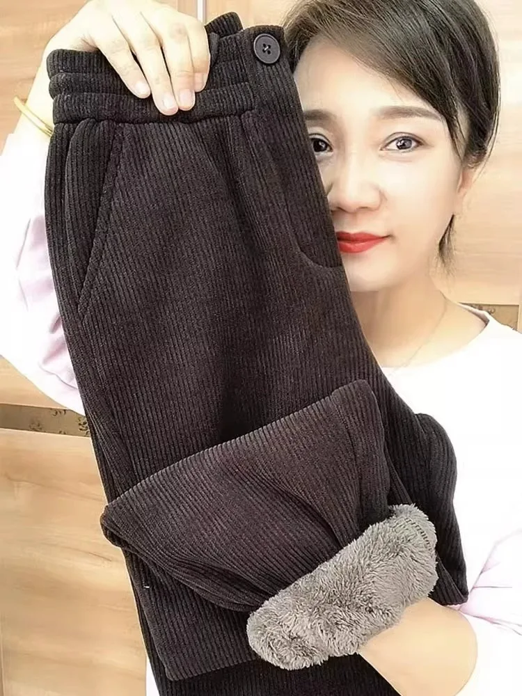 Pantaloni Harlan in velluto a coste da donna Autunno Inverno Thiened Fce Pantaloni casual dimagranti a vita alta Pantaloni lunghi coreani Sle