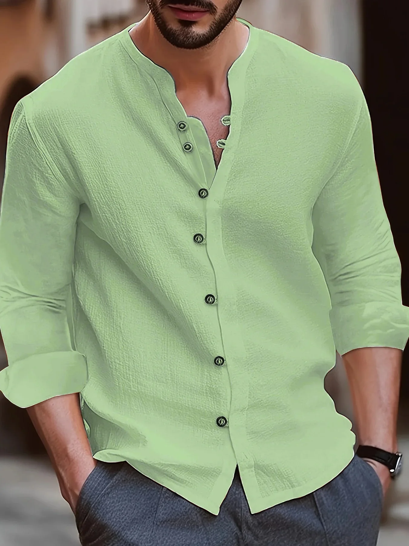 Camicia a maniche lunghe retrò in puro cotone di alta qualità da uomo nuova, lussuosa e alla moda in primavera ed estate, Casual e traspirante a