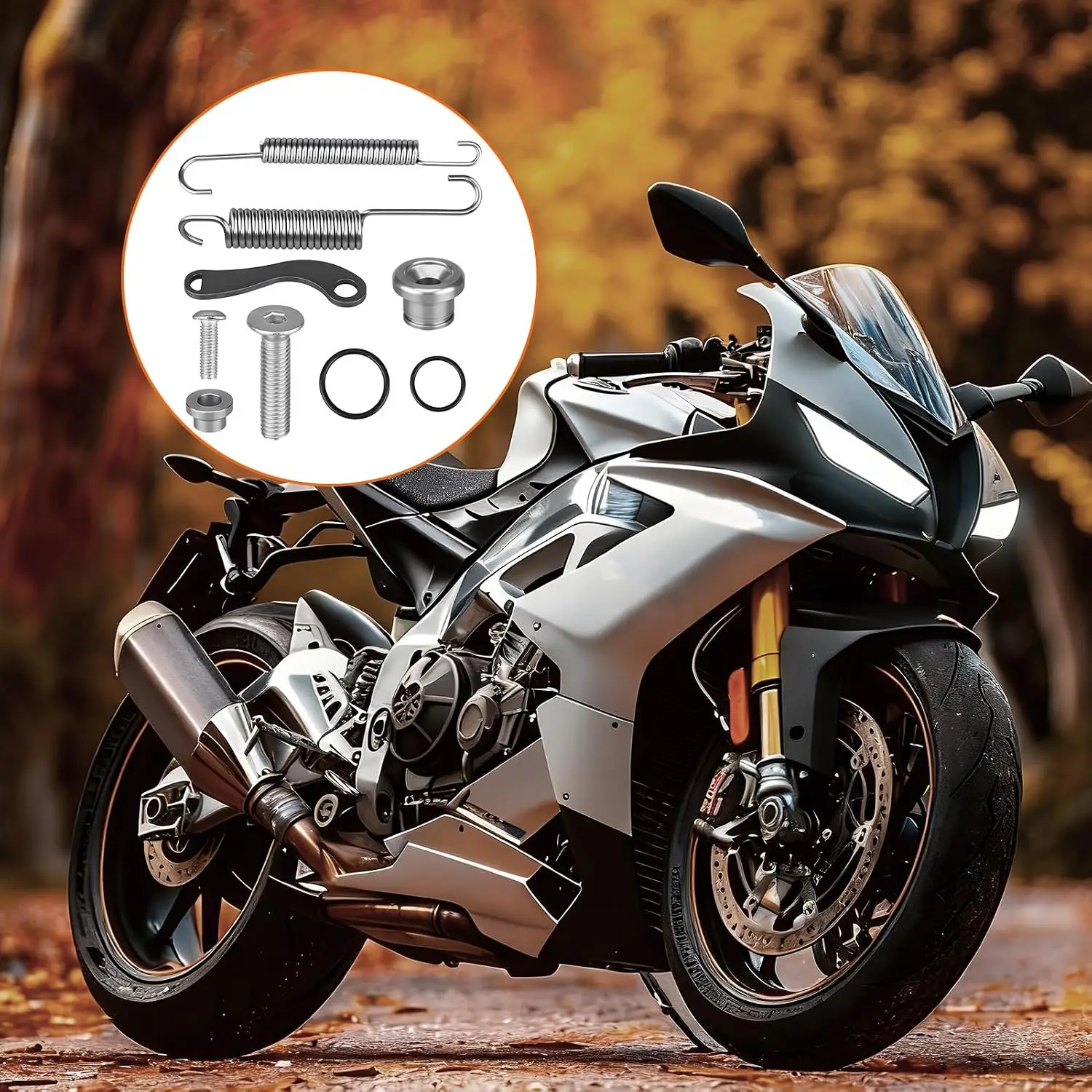Motorcycle Side Stand Spring Kit Stainless Steel Kick Stand Spring Bolt Kit Side Stand Bolt Kit Silver For Boat Parts Off Road