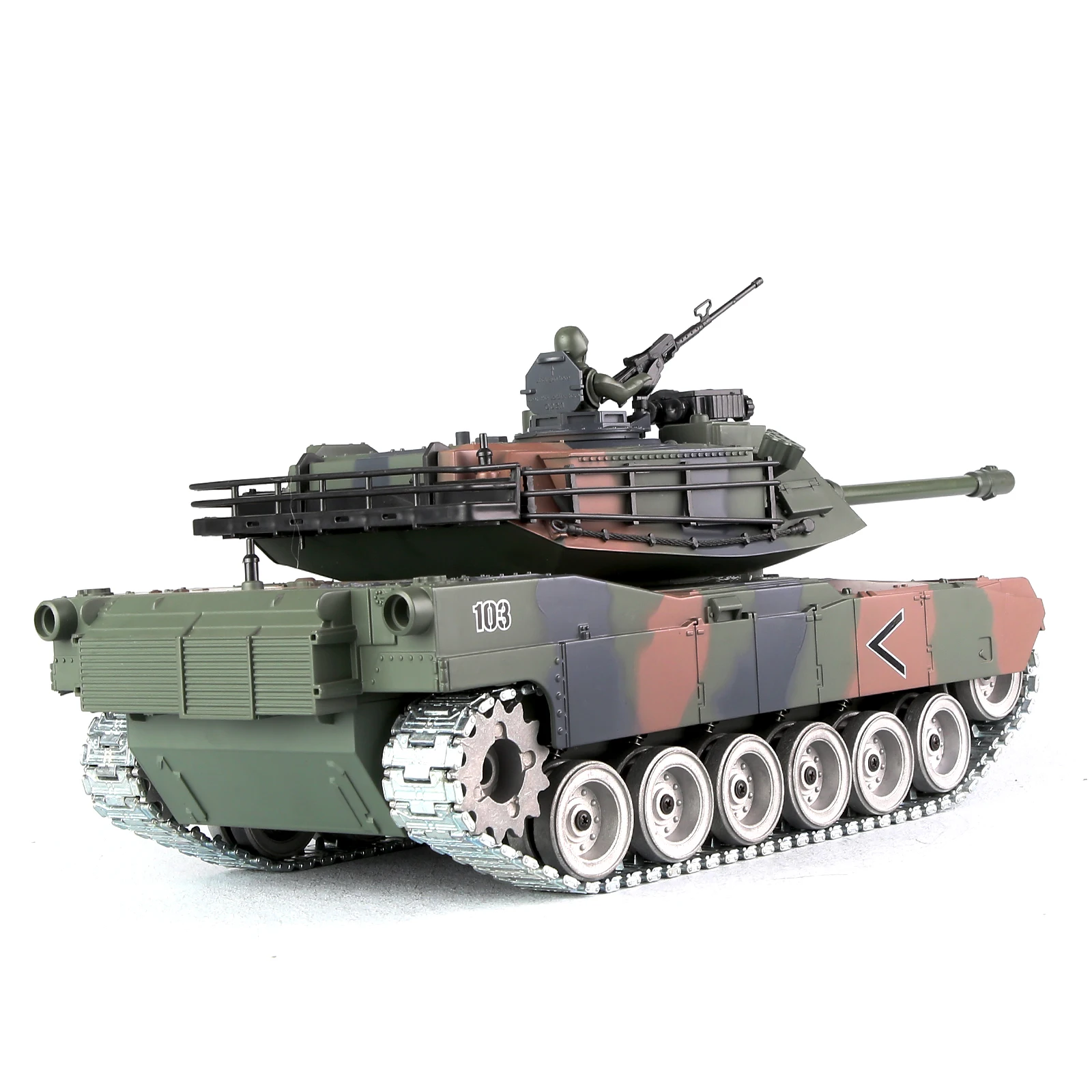 Coolbank-RC Battle Tank Toy Set para Meninos, Controle Remoto, Tanque do Exército, Dispara 2.4G, Som e Luzes, EUA M1A2, 1:18